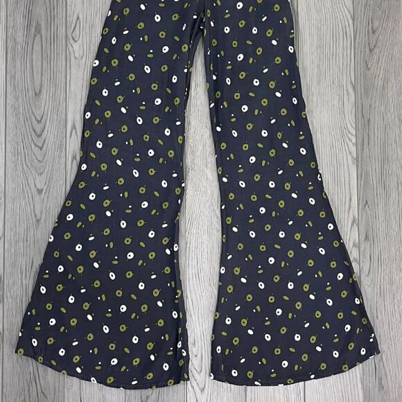 Anthropologie Bel Kazan Women Size S Pull On Flare Leg Crepe Pants Retro Floral - Picture 6 of 8